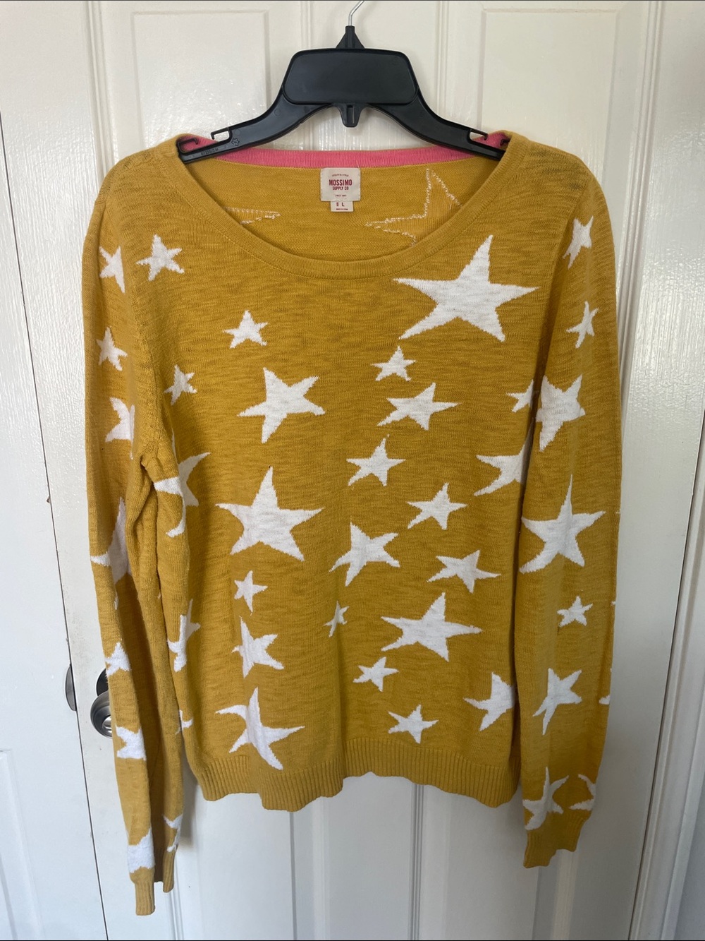 Mossimo Supply Co. Mustard Yellow Star Print Crewneck Sweater